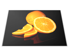 Glasdekor Skleněné prkénko ovoce pomeranč na černém - Prkénko: 30x20cm