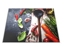 Glasdekor Skleněné prkénko zelenina, bylinky, vařečka - Prkénko: 30x20cm