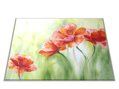 Glasdekor Skleněné prkénko malované červené květy - Prkénko: 40x30cm