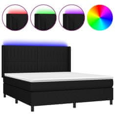 Greatstore Box spring postel s matrací a LED černá 160x200 cm textil