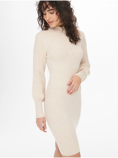 Jacqueline de Yong Krémové dámské svetrové šaty JDY Magda