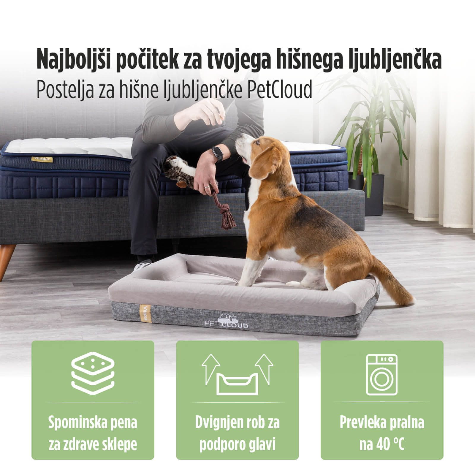 Vitapur PetCloud Mini ležišče, sivo, 84 x 64 x 15 cm 