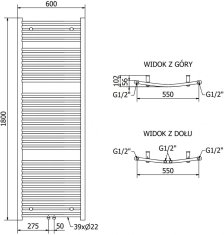 Mexen Ares otopný žebřík/radiátor 1800x600 mm, 958 w,černá (W102-1800-600-00-70)