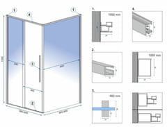 BPS-koupelny Čtvercový sprchový kout REA SOLAR 90x90 cm, černý matný