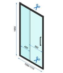 BPS-koupelny Jednokřídlé posuvné sprchové dveře REA RAPID SLIDE pro instalaci do niky 110 cm, černé