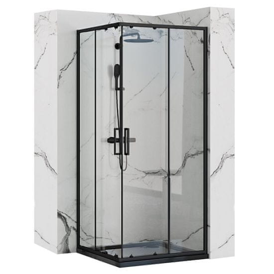 BPS-koupelny Čtvercový sprchový kout REA PUNTO 80x80 cm, černý