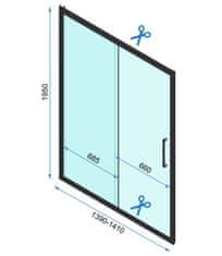 BPS-koupelny Jednokřídlé posuvné sprchové dveře REA RAPID SLIDE pro instalaci do niky 140 cm, černé