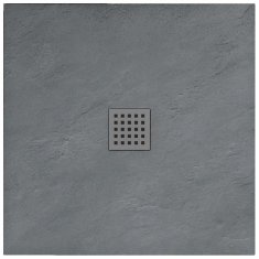 BPS-koupelny Čtvercová vanička z minerálního akrylu REA GREY ROCK 90x90 cm šedá