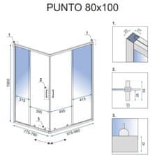 BPS-koupelny Obdélníkový sprchový kout REA PUNTO 80x100 cm, černý se sprchovou vaničkou Savoy černá