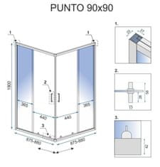 BPS-koupelny Čtvercový sprchový kout REA PUNTO 90x90 cm, chrom se sprchovou vaničkou Savoy bílá