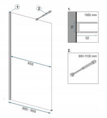 BPS-koupelny Bezrámová sprchová zástěna REA AERO 90 cm, černá