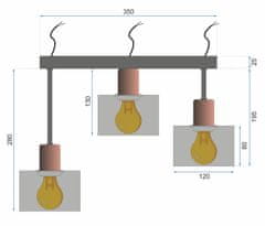 Toolight Závěsná stropní lampa CALI APP003-3CPR