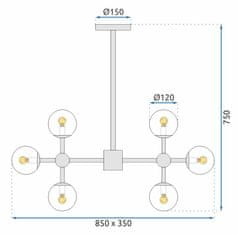 BPS-koupelny Stropní závěsná lampa 8 kuliček APP269-8C