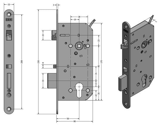 ERBI systems SAM EL 9050 - elektromechanický samozamykací zámek