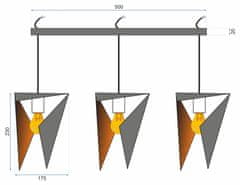 Toolight Trojúhelníková geometrická stropní lampa, černá, trojitá, APP254-3CP