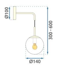 Toolight Nástěnná lampa Skleněná nástěnná zlatá APP685-1W