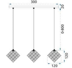 BPS-koupelny Závěsná lampa Glamour Cube APP722-3PR Chrom