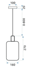 BPS-koupelny Skleněná závěsná lampa Tuba Milky APP667-1CP Gold