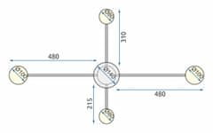 BPS-koupelny LED čtyřramenná stropní lampa APP519-4C černá