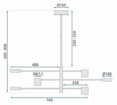 BPS-koupelny Moderní stropní svítidlo se 6 rameny APP597-6C