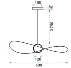 Toolight LED závěsné svítidlo 60cm APP651-1CP