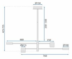 BPS-koupelny Moderní čtyřramenné stropní svítidlo APP596-4C