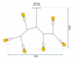 BPS-koupelny Klasické stropní svítidlo 6-ramenné APP737-6C černé