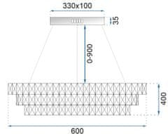 BPS-koupelny LED křišťálové oválné stropní svítidlo APP775-1CP