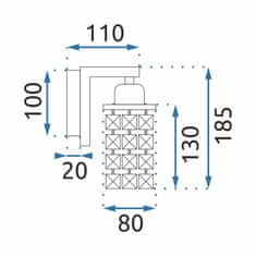 Toolight Křišťálové kovové nástěnné svítidlo APP543-1W CHROM