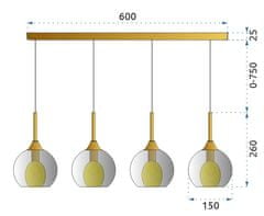 Toolight Moderní skleněné stropní svítidlo APP899-4CP