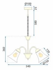 BPS-koupelny Vintage závěsná lampa APP959-5CP zlatá