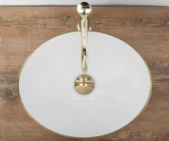BPS-koupelny Keramické umyvadlo na desku REA SOFIA WHITE bílé/zlaté