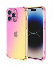 TopQ Kryt iPhone 15 Pro Max Shock duhový růžovo-žlutý 99710