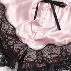 VIVVA® Dámský set na spaní: romantický župan s kraťasy a krajkovým spodním prádlem (top + kalhotky) | LUXESET