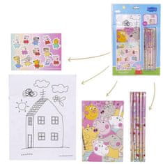 CurePink Kreativní set Peppa Pig|Prasátko Peppa: Přátelé (omalovánky, pastelky, samolepky, blok|22 x 32 cm)