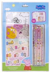 CurePink Kreativní set Peppa Pig|Prasátko Peppa: Přátelé (omalovánky, pastelky, samolepky, blok|22 x 32 cm)