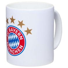 FotbalFans Keramický hrnek FC Bayern Mnichov. Bílý. Barevný znak 5 hvězd. 300 ml.