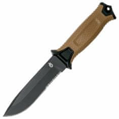 Gerber G1059 Strongarm outdoorový nůž 12,7 cm, coyote, černá, částečně zoubkovaný, pouzdro