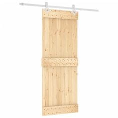 Greatstore Posuvné dveře s kováním 80 x 210 cm masivní borové dřevo