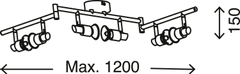 BRILONER BRILONER Bodové svítidlo 120 cm 6xGU10 18W 1680lm matný nikl BRI 2907-062