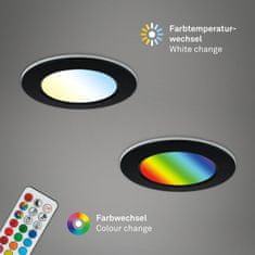 BRILONER BRILONER RGB-CCT LED vestavná svítidla sada, pr.9,2 cm, 3x LED, 4,8 W, 450 lm, černá IP65 BRI 7035-035