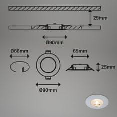 BRILONER BRILONER LED vestavná svítidla, pr.9 cm, 3x LED, 5 W, 480 lm, matný chrom IP65 BRI 7044-034