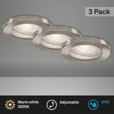 BRILONER BRILONER 3ks sada LED vestavné svítidlo, pr. 8,5 cm, 5 W, matný nikl IP65 BRI 7181-032