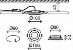 BRILONER BRILONER LED vestavné svítidlo, pr. 10,6 cm, 6 W, matný nikl BRI 7283-012