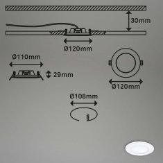 BRILONER BRILONER 3ks sada LED vestavné svítidlo, pr. 12 cm, 6,4 W, bílé IP44 BRI 7284-036