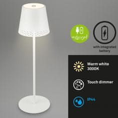 BRILONER BRILONER LED nabíjecí stolní lampa 38 cm 2,6W 280lm bílé IP44 BRILO 7438-016