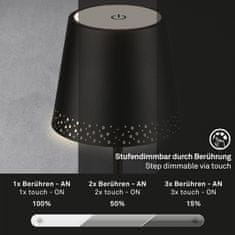 BRILONER BRILONER LED nabíjecí stolní lampa 38 cm 2,6W 280lm černá IP44 BRILO 7438-015