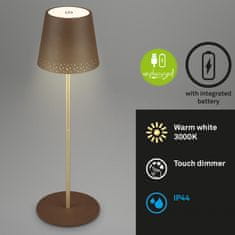 BRILONER BRILONER LED nabíjecí stolní lampa 38 cm 2,6W 280lm hnědé IP44 BRILO 7438-017