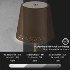 BRILONER BRILONER LED nabíjecí stolní lampa 38 cm 2,6W 280lm hnědé IP44 BRILO 7438-017