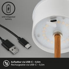 BRILONER BRILONER LED nabíjecí stolní lampa 38 cm 2,6 W 280lm černá-dřevo IP44 BRILO 7438-114